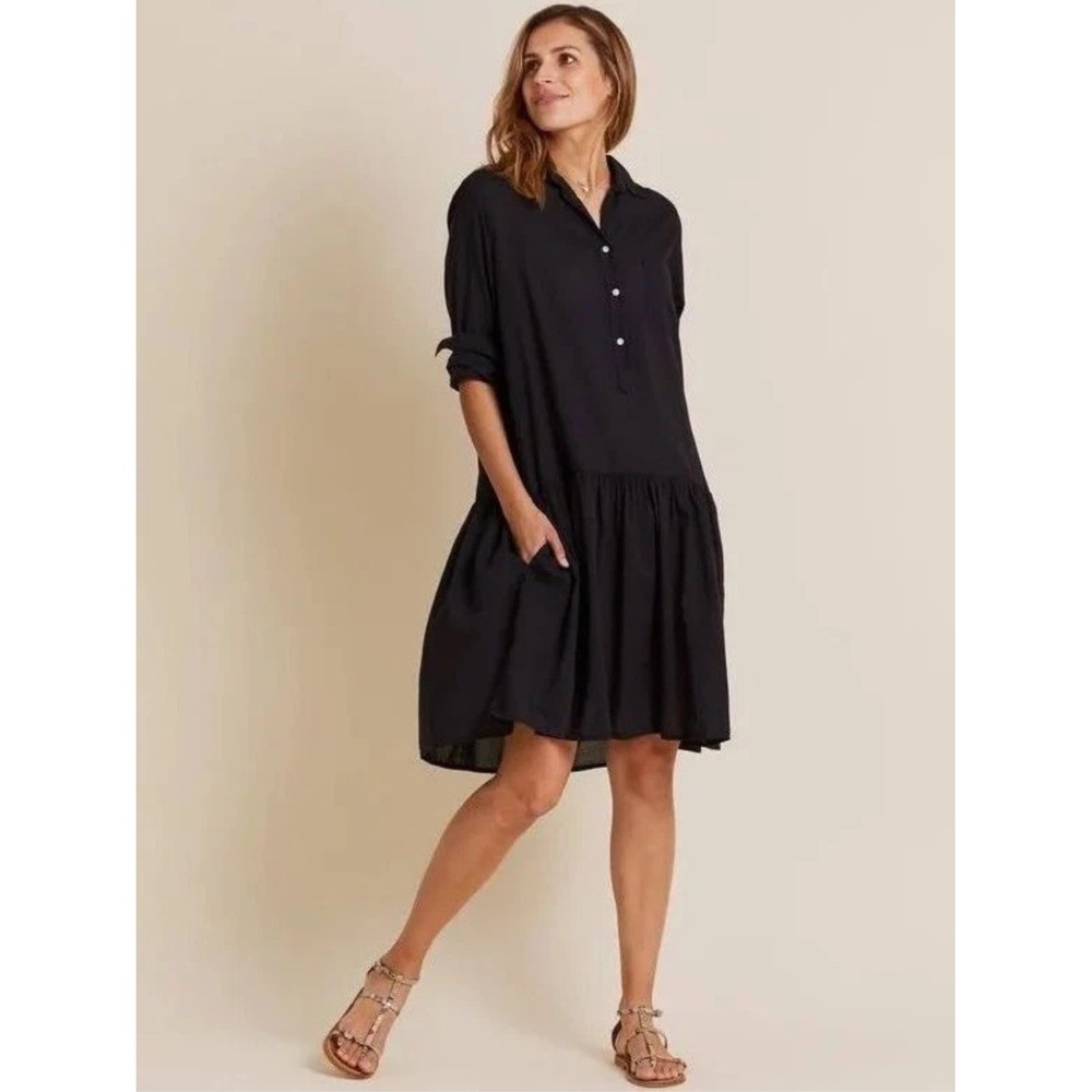 Grayson The Changemaker Shirt Dress Black Lyocell Tiered / Womens Size 04